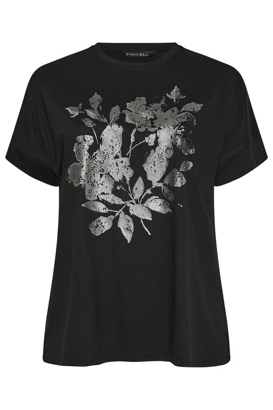 EVANS Plus Size Black Floral Stud Detail Modal Top | Evans 5