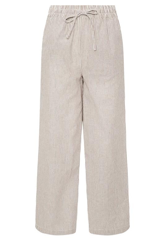 M&Co Natural Brown Stripe Wide Leg Cotton Trousers | M&Co  5