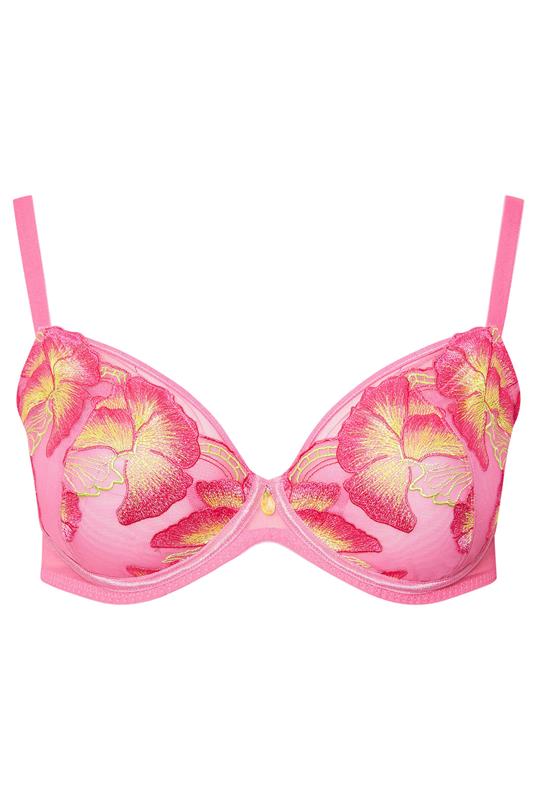 YOURS Plus Size Pink Floral Embroidered Underwired Bra | Yours Clothing 6