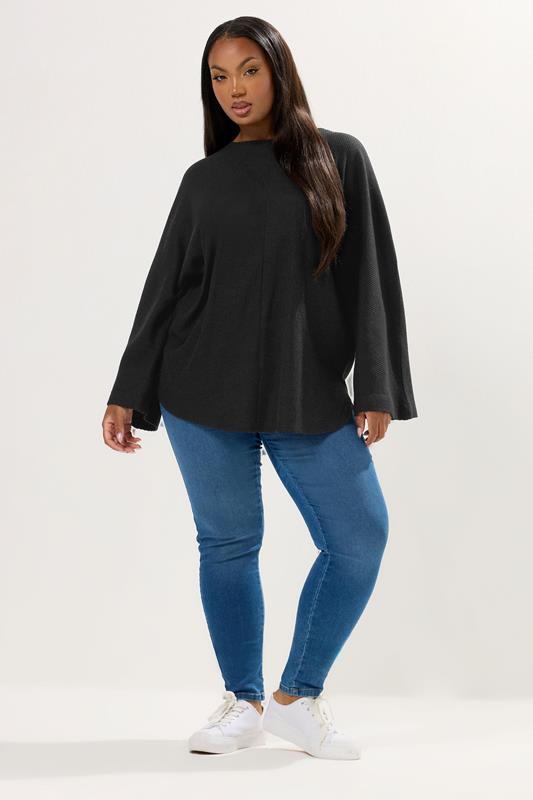 YOURS Plus Size Black Soft Touch Ribbed Jumper | Yours Clothing 1
