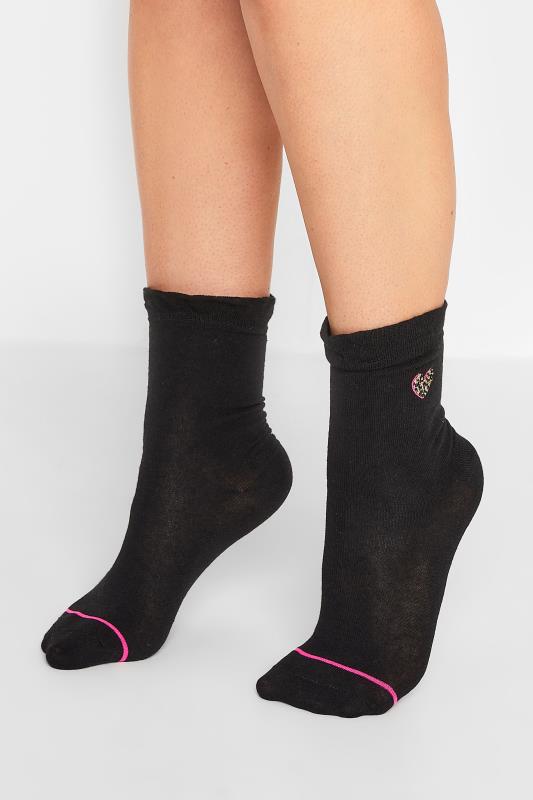 YOURS 4 PACK Black Embroidered Hearts Ankle Socks | Yours Clothing 2