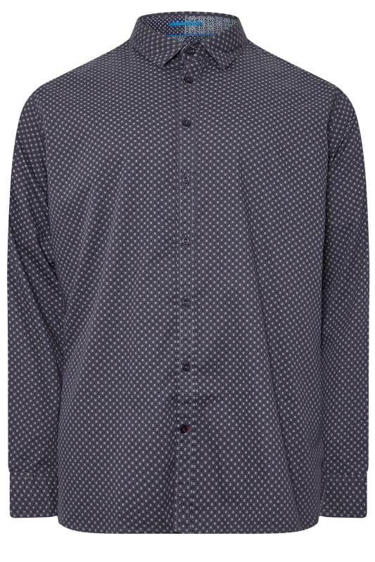 D555 Big & Tall Blue Abstract Spot Print Button Shirt | BadRhino 2