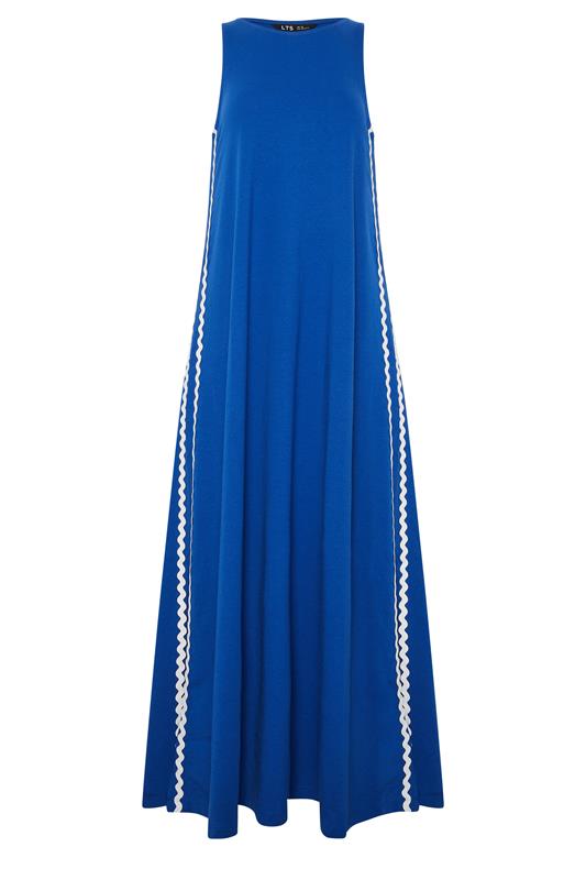 LTS Tall Women's Blue Swirl Trim Cotton Sleeveless Midi Dress | Long tall Sally 5