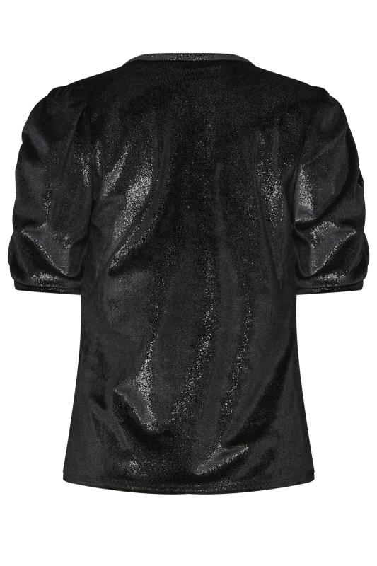 M&Co Black Glitter Velvet Touch Ruched Sleeve Blouse | M&Co 7