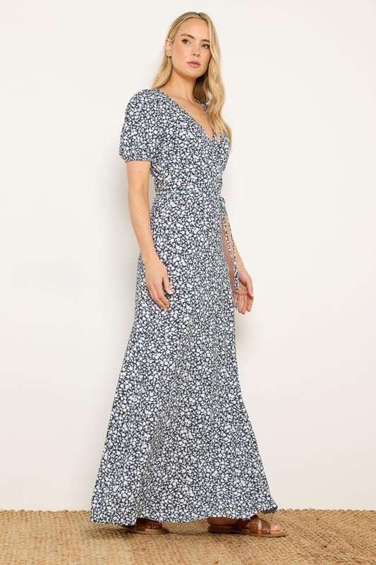 LTS Tall Navy Blue Ditsy Floral Wrap Maxi Dress