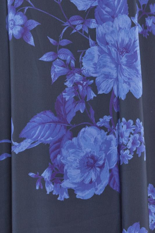 M&Co Black & Purple  Floral Print Flute Sleeve Shift Dress | M&Co 5