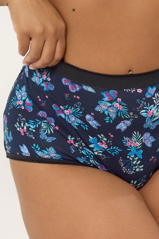 YOURSET 5 PACK Plus Size Pink & Navy Blue Floral Butterfly Full Briefs | Yours Clothing 6