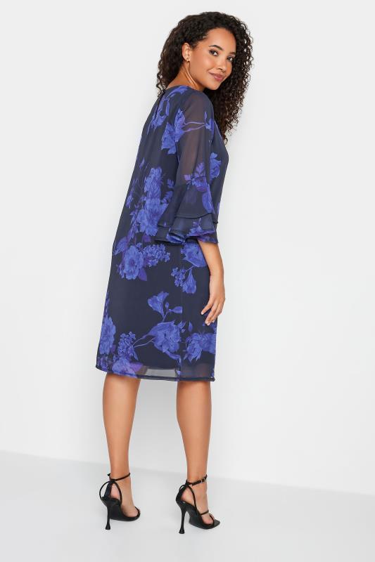 M&Co Black & Purple  Floral Print Flute Sleeve Shift Dress | M&Co 3