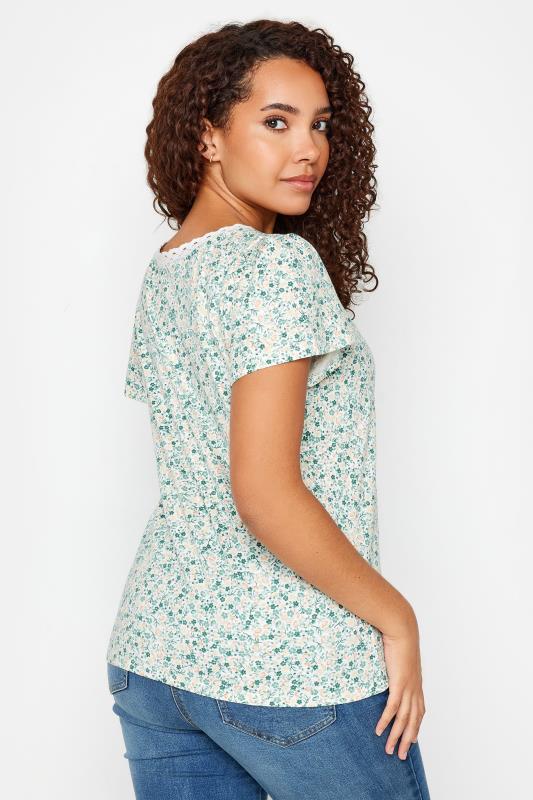 M&Co Green Floral Print Lace Trim T-Shirt | M&Co 4