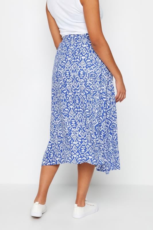 M&Co Blue & White Linen Tile Print Midi Skirt | M&Co 3