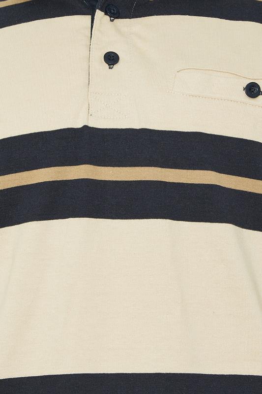 KAM Stone Brown Striped Short Sleeve Rugby Polo Shirt | BadRhino 2