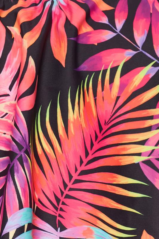 YOURS Plus Size Black Tropical Print Frill Bikini Top | Yours Clothing 7
