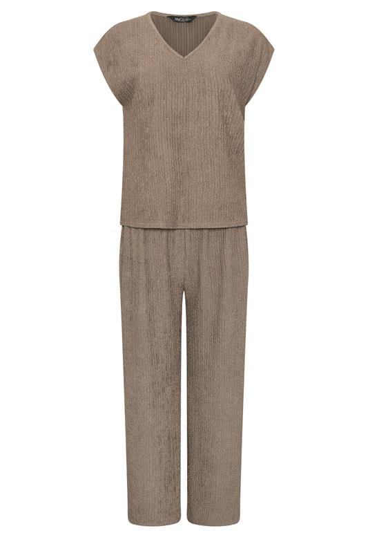 M&Co Petite Mocha Brown Textured Top And Trousers Set | M&Co 5