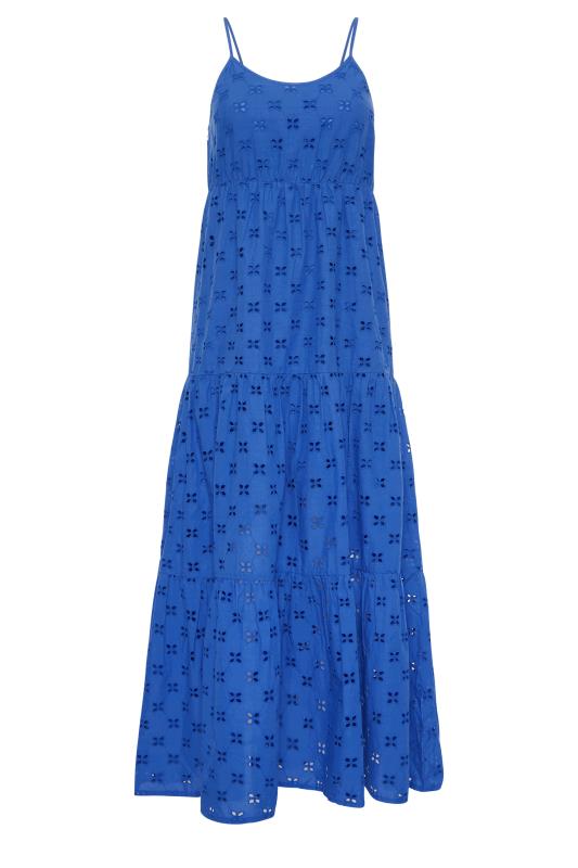 Petite Cobalt Blue Broderie Strap Maxi Dress | PixieGirl 7