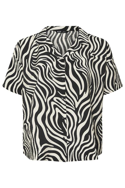 YOURS Plus Size Black Zebra Print Short Sleeve Shirt | Yours Clothing 5