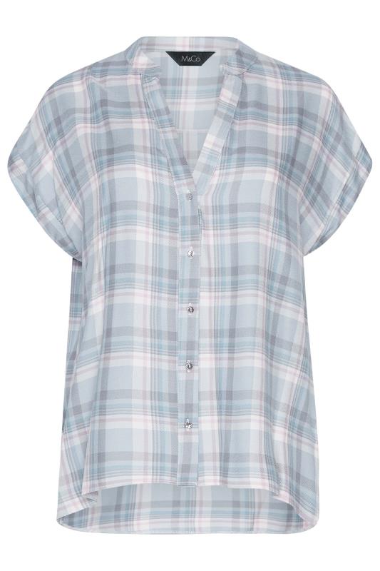 M&Co Blue Check Print Grown On Sleeve Shirt 6