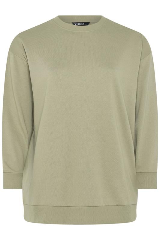 YOURS Plus Size Light Khaki Green Sweatshirt  | Yours Clothing 6