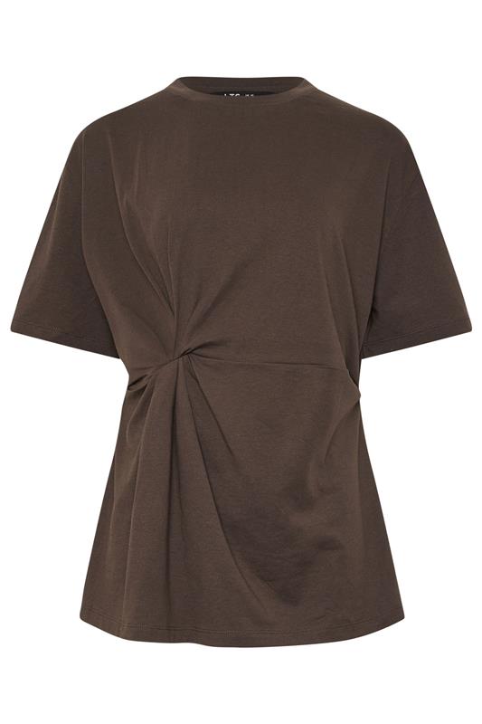 LTS Tall Women's Chocolate Brown Twist Front Cotton T-Shirt | Long Tall Sally 5