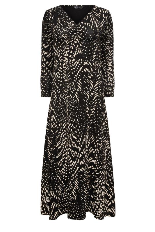 M&Co Neutral Brown Abstract Print V-Neck Midi Dress | M&Co 5