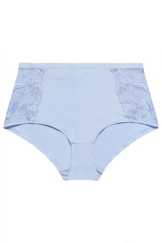 YOURS Curve Light Blue Floral Embroidered Full Briefs | Yours Clothing 5