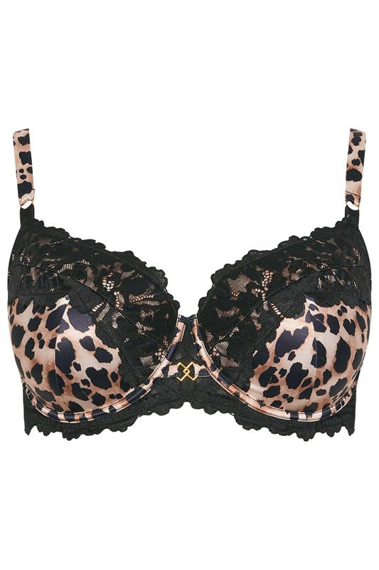 YOURS Plus Size Black Leopard Print Lace Padded Bra | Yours Clothing 5