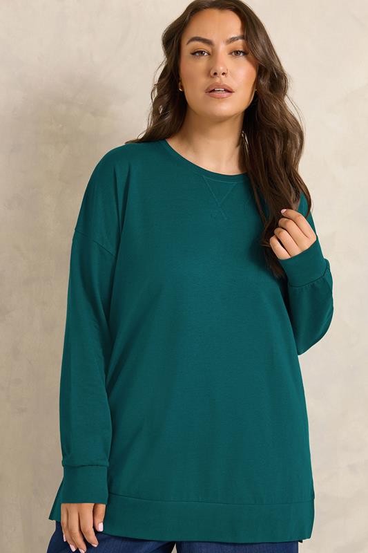 EVANS Plus Size Teal Green Luxe Sweatshirt | Evans 1