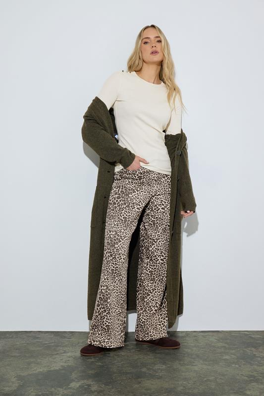 LTS Tall Natural Brown Leopard Print Wide Leg Jeans