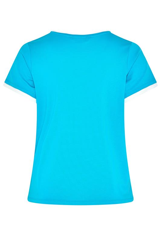 YOURS Plus Size Blue Premium Ringer T-Shirt | Yours Clothing 6