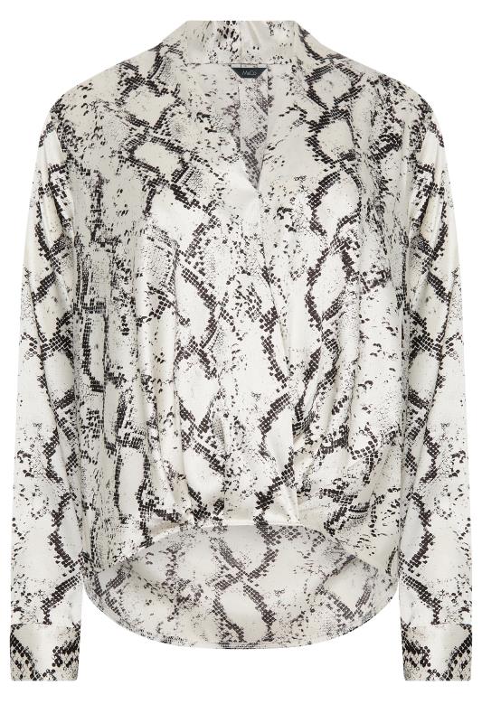 M&Co Ivory White Snake Print Wrap Front Blouse | M&Co 6