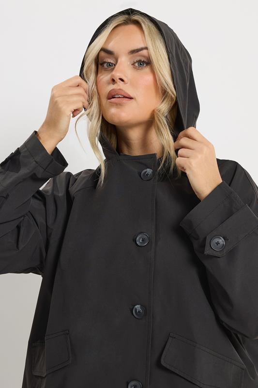 YOURS Plus Size Black  Hooded Raglan Jacket | Yours Clothing 5