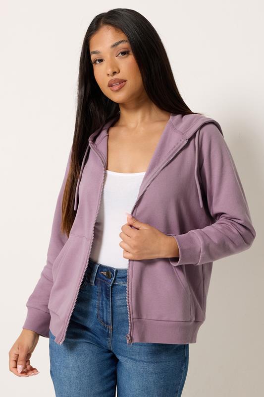  M&Co Petite Light Purple Essential Zip Hoodie