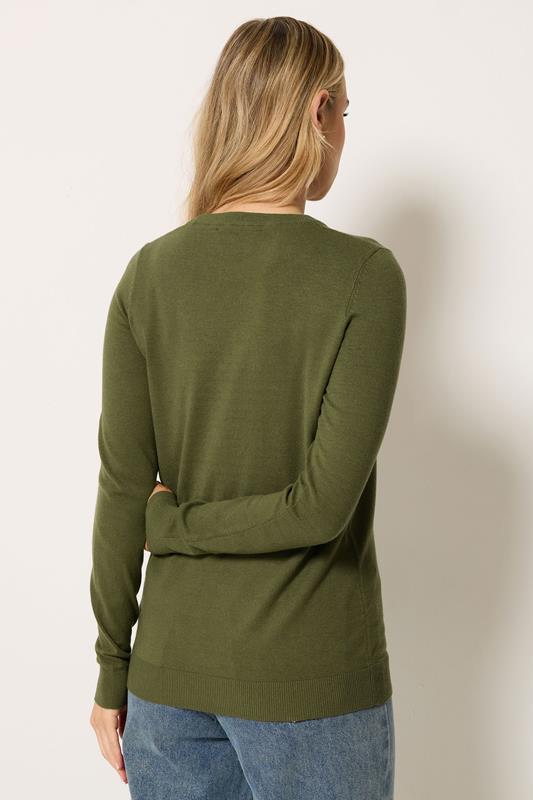 LTS Tall Women's Khaki Green Knitted Crew Neck Jumper | Long Tall Sally 2