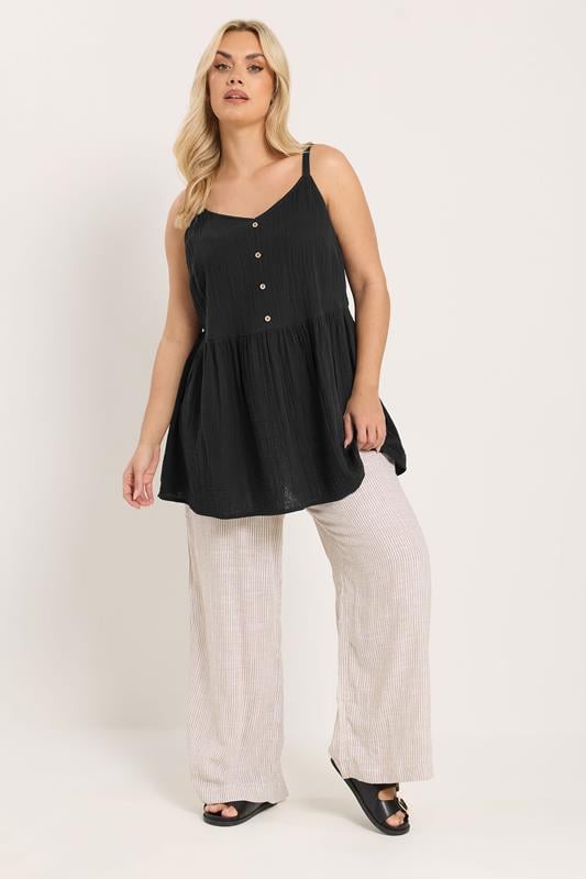 YOURS Plus Size Black Cheesecloth Sleeveless Top | Yours Clothing 1