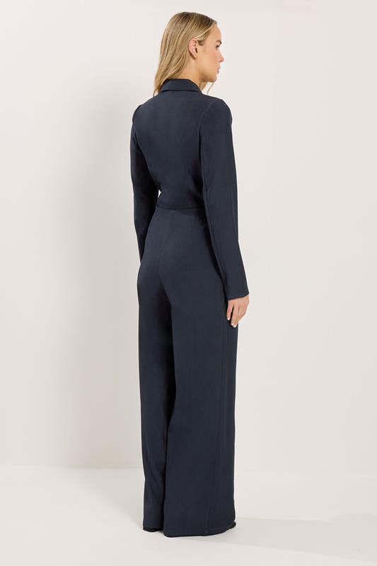 LTS Tall Navy Blue Open Collar Wide Leg Jumpsuit | Long Tall Sally 2