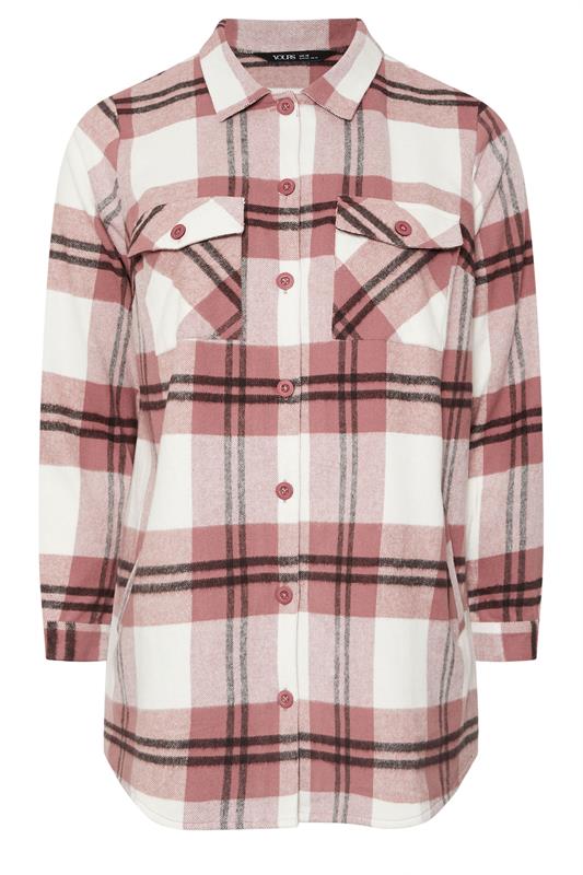 YOURS Plus Size Pink & White Check Shacket | Yours Clothing 6