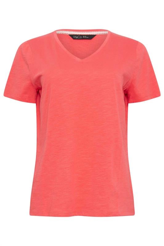 M&Co Pink V-Neck Cotton T-Shirt | M&Co 5