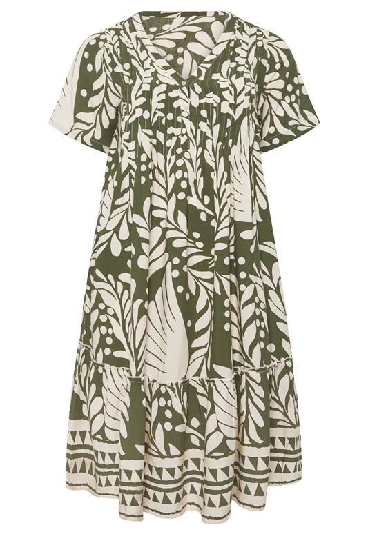 EVANS Plus Size Green Abstract Pintuck Dress | Evans 6
