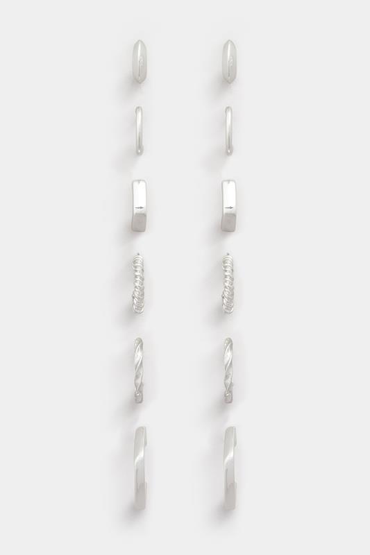 6 PACK Silver Tone Hoop Earring Set | Yours Clothing 1