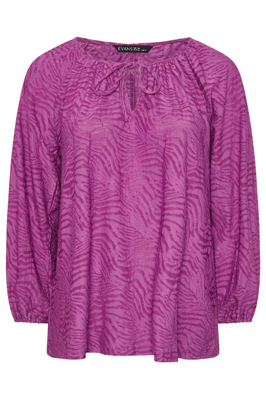 EVANS Plus Size Purple Zebra Burnout Blouse | Evans 5
