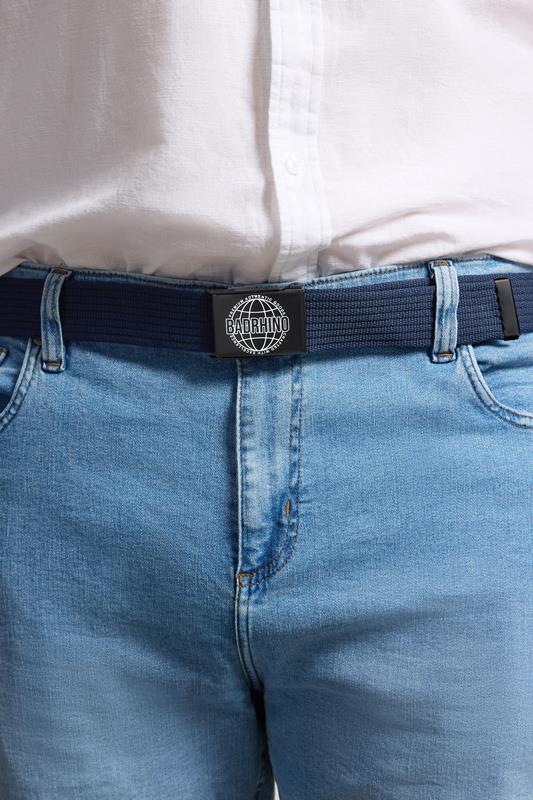 BadRhino Big & Tall Navy Blue Ribbed Webbing Belt | BadRhino 1