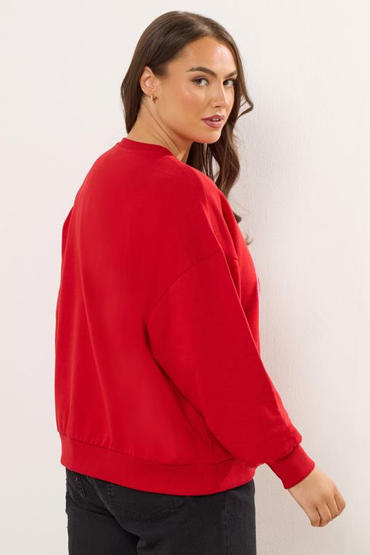 YOURS Plus Size Red 'Santa Baby' Slogan Sweatshirt | Yours Clothing 4