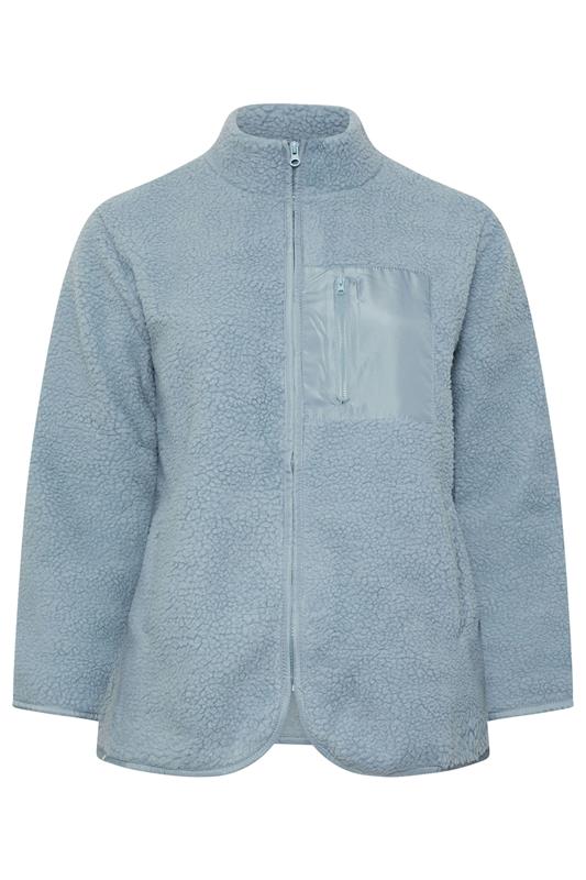 YOURS Plus Size Blue Teddy Borg Zip Through Fleece | Yours Clothing 7