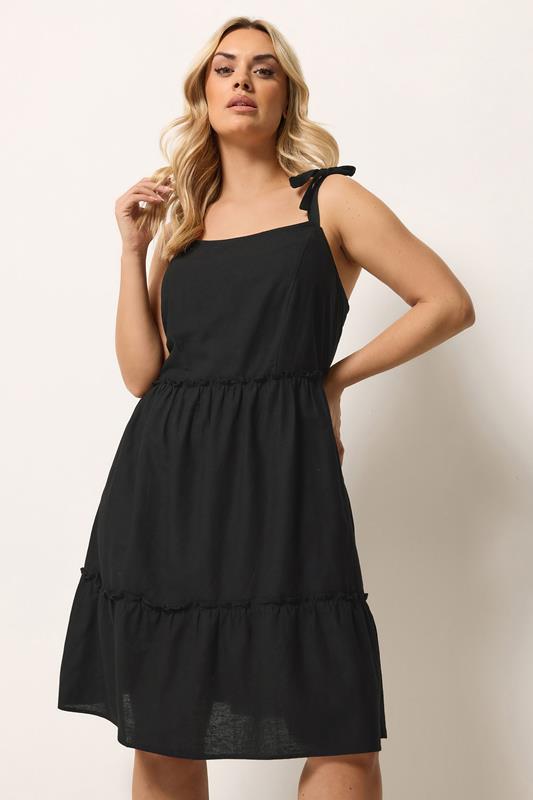 YOURS Curve Black Linen Smock Dress