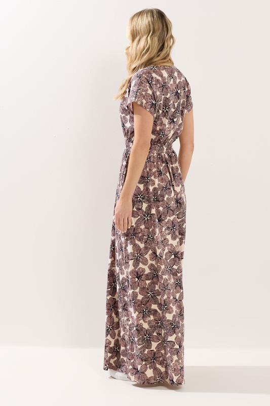 LTS Tall Women's Natural Brown Floral Jersey Shirred Waist Cotton Maxi Dress | Long Tall Sally 2