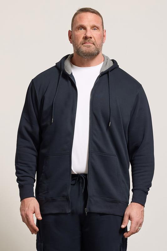 KAM Big & Tall Navy Zip Through Hoodie