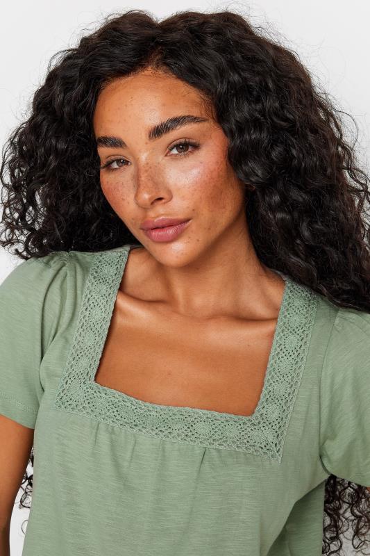 M&Co Petite Green Square Neck Short Sleeve Top | M&Co 4