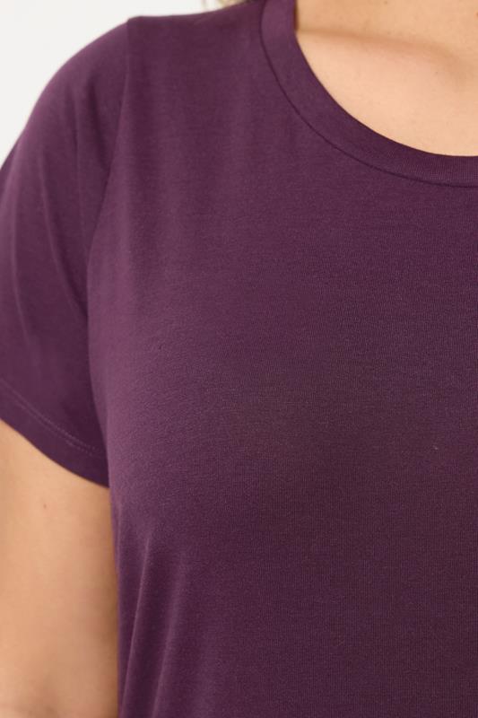YOURS Plus Size Dark Purple Core T-Shirt | Yours Clothing 4