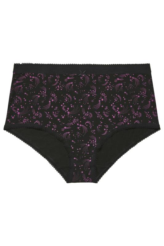 YOURS 5 PACK Plus Size Black & Purple Shooting Star Print High Waisted Full Briefs | Yours Clothing 6
