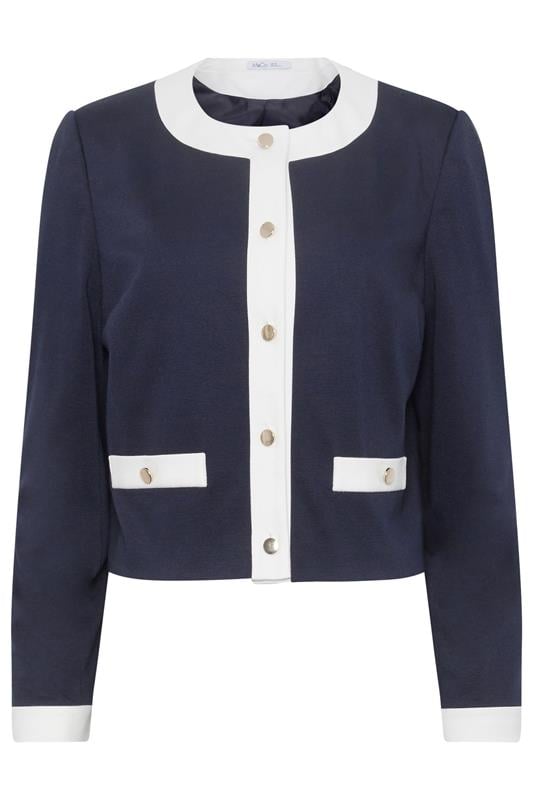 M&Co Navy Blue Colourblock Boucle Jacket | M&Co 6