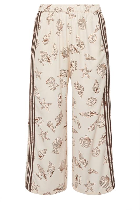 LIMITED COLLECTION Plus Size Nude Shell Print Wide Leg Trousers | Yours Clothing 7